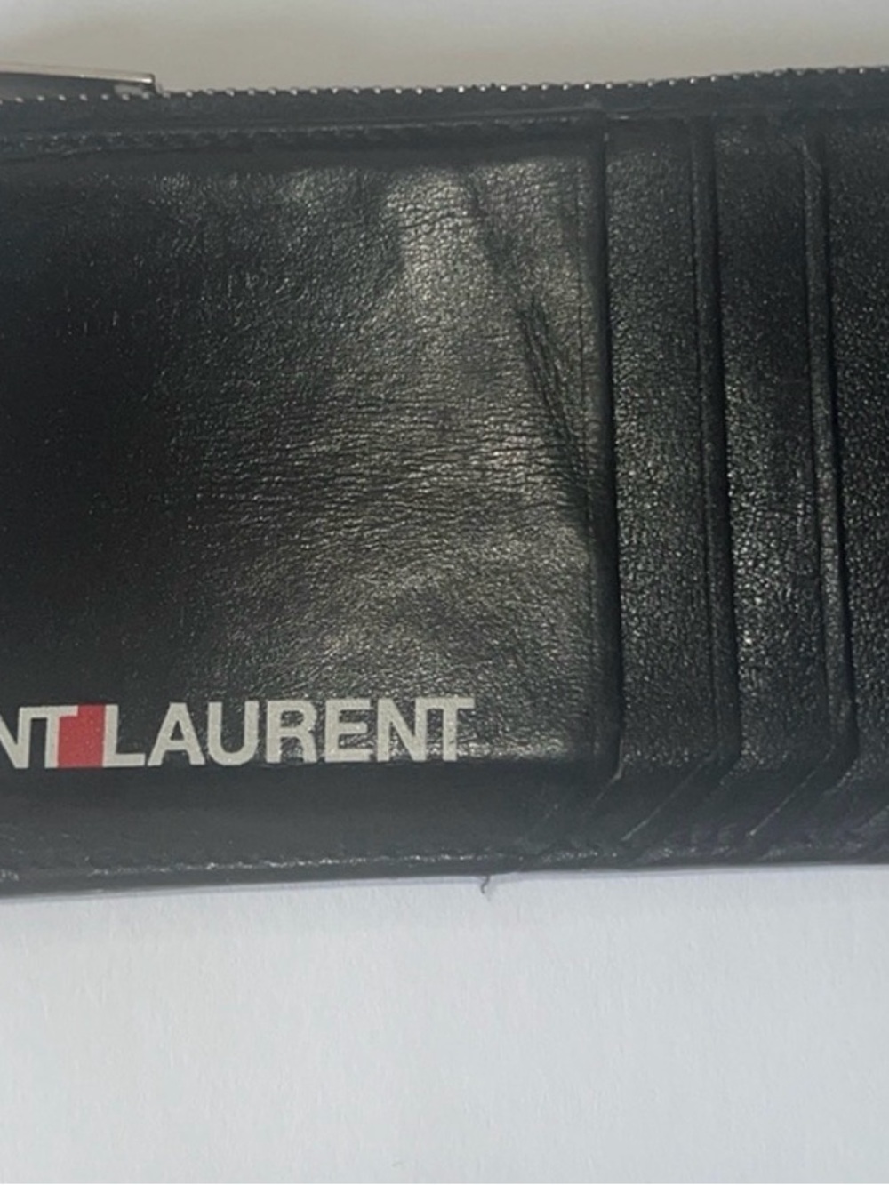 Saint Laurent Black Leather Card Case with Logo Accent